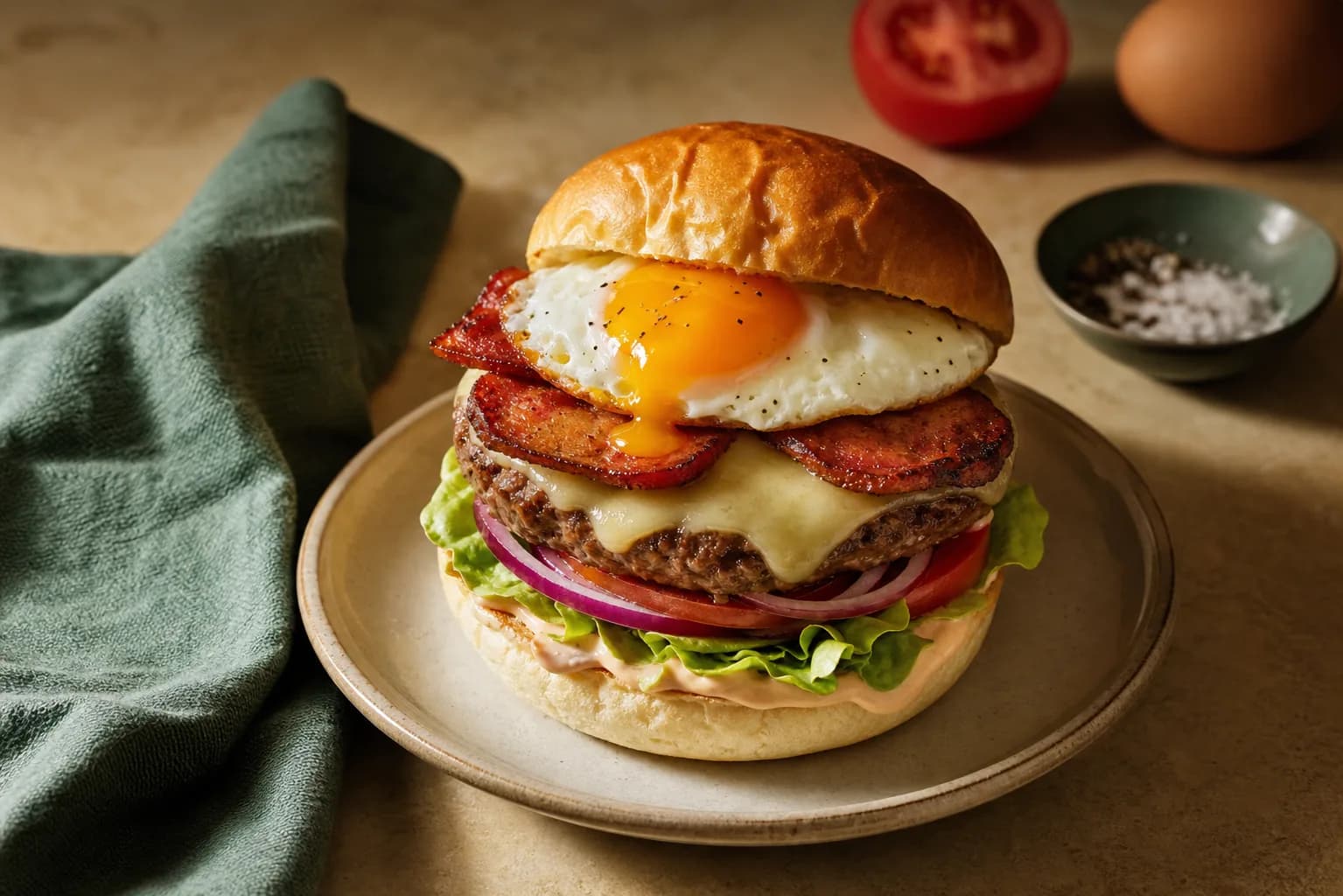 Bacon and Egg Muscle Burger