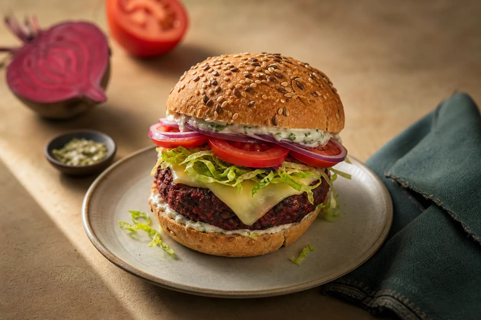 Black Bean and Beetroot Burger