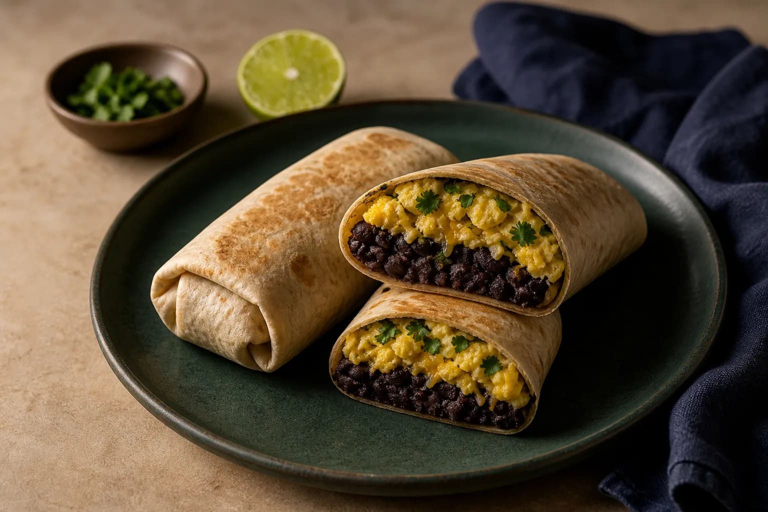 Black Bean and Cheese Breakfast Burrito