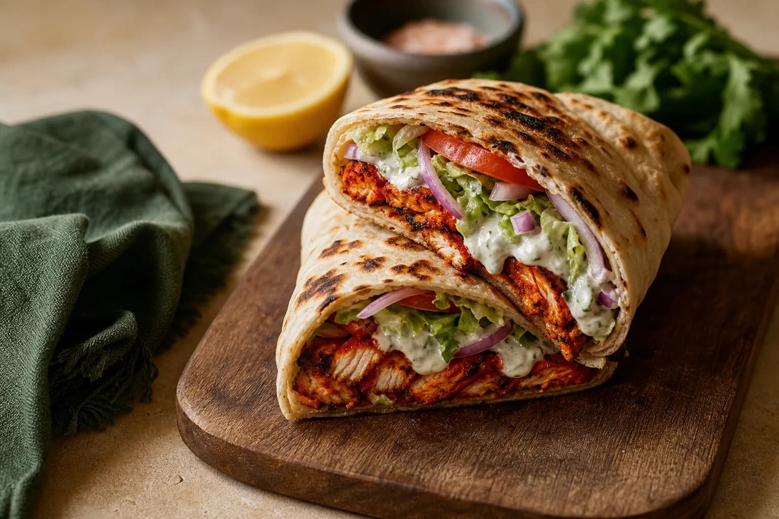 Chicken Tikka Naan Wrap