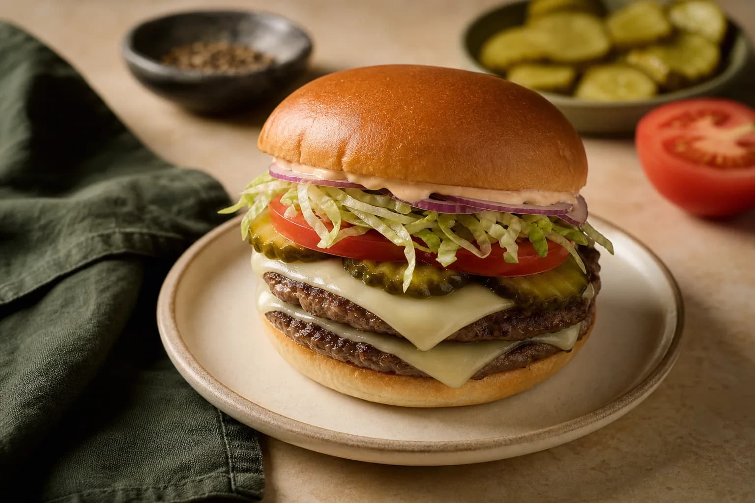 Double Stack Protein Burger