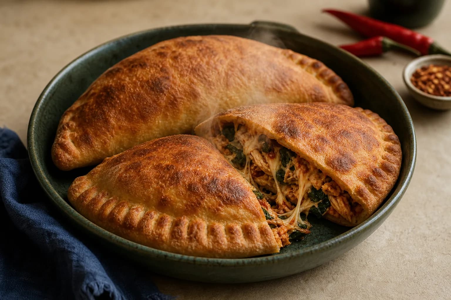 Folded Chicken and Mozzarella Calzone