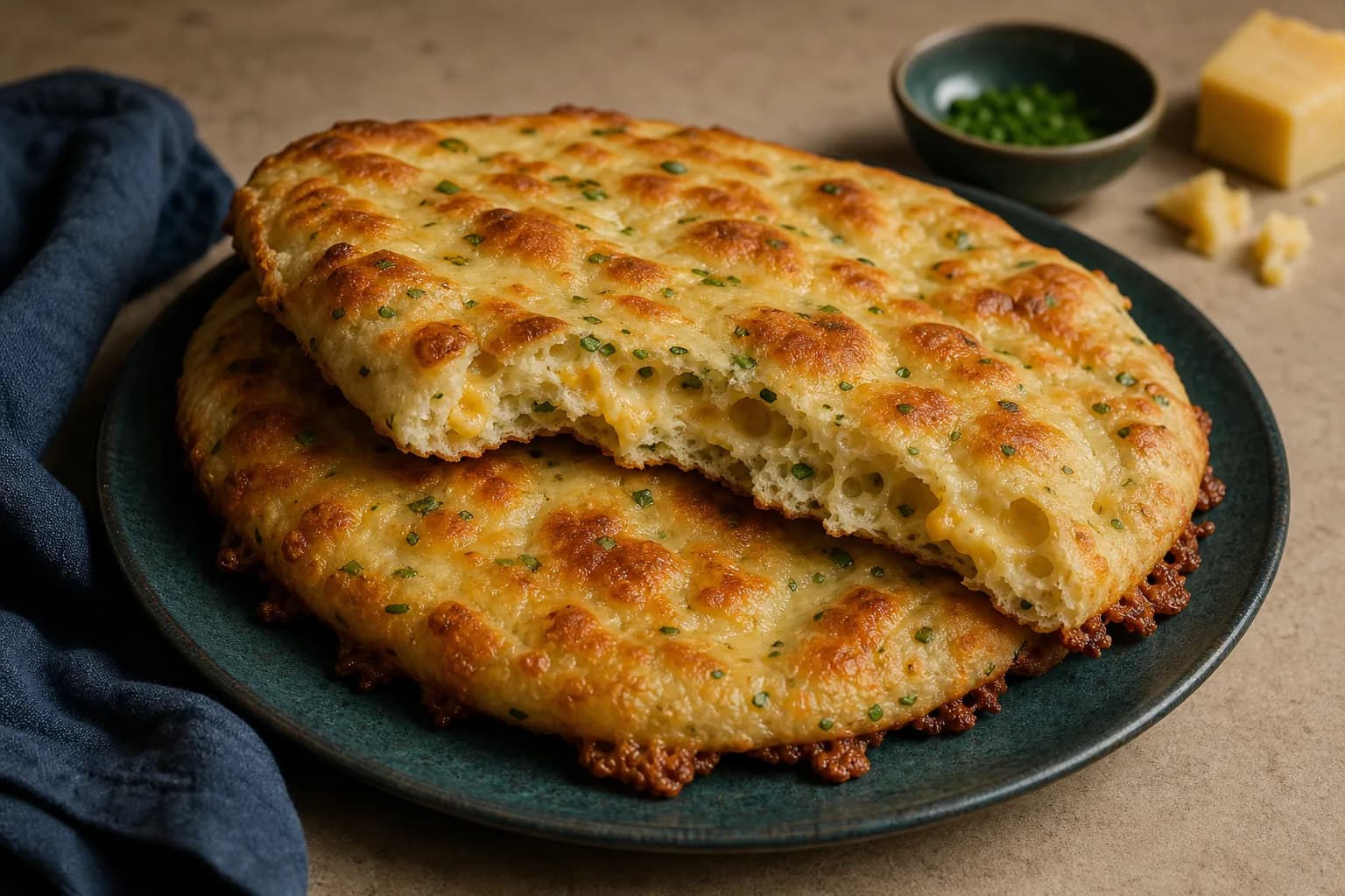 Greek Yoghurt Flatbread, Cheese and Chive