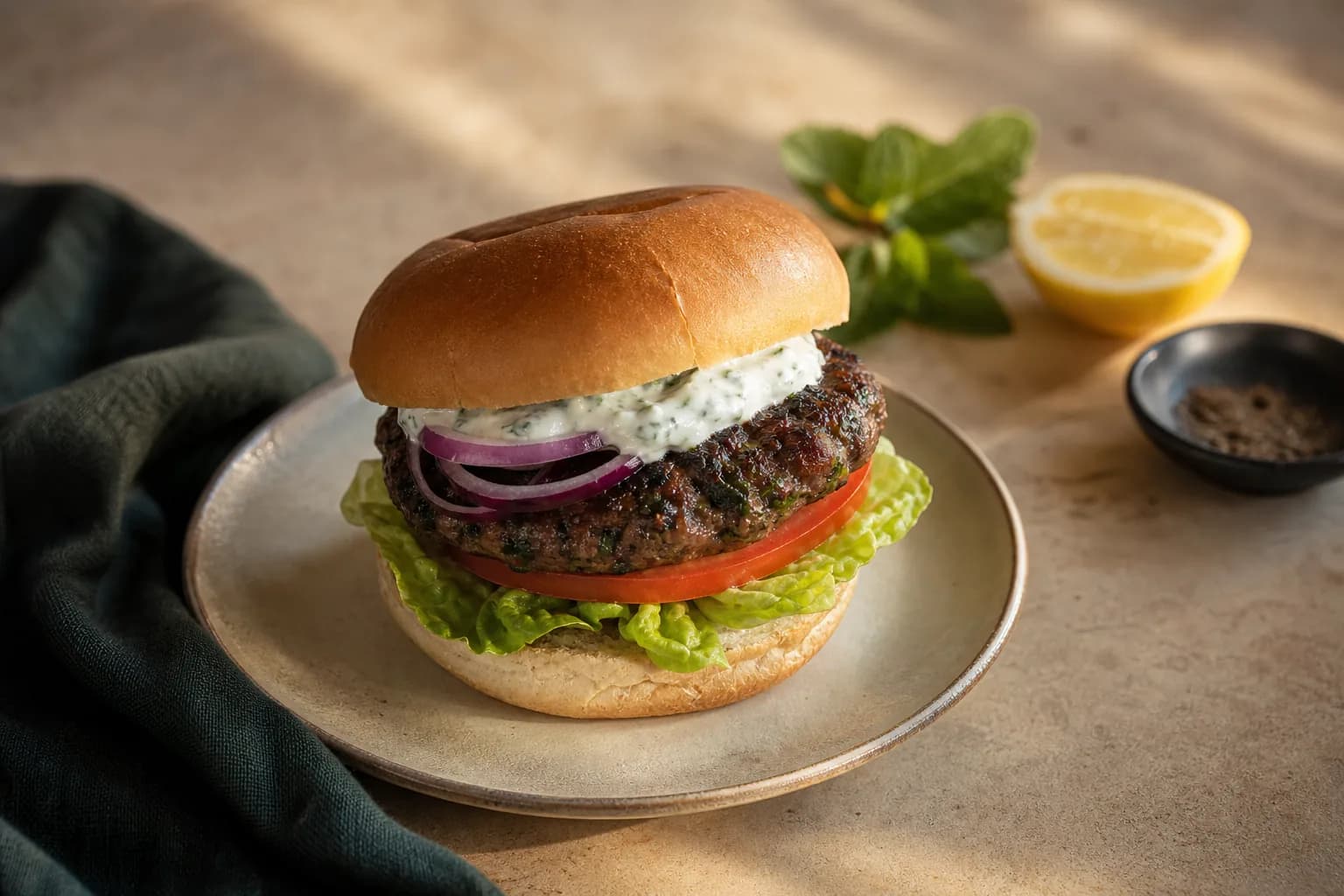 Lamb and Mint Burger