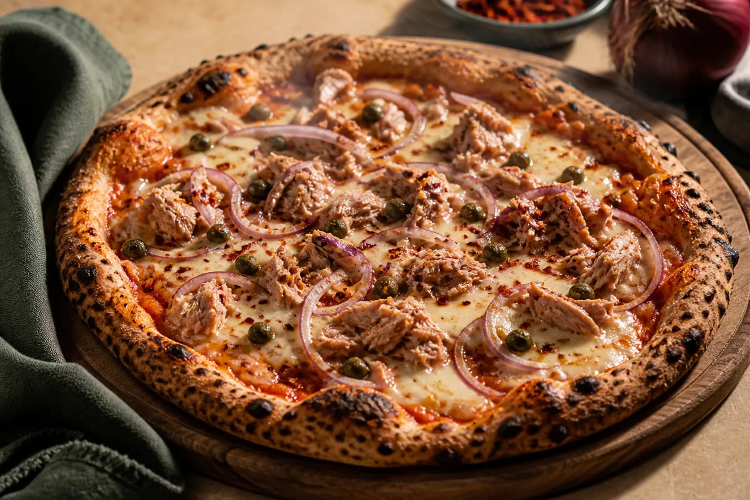 Tuna and Red Onion Pizza