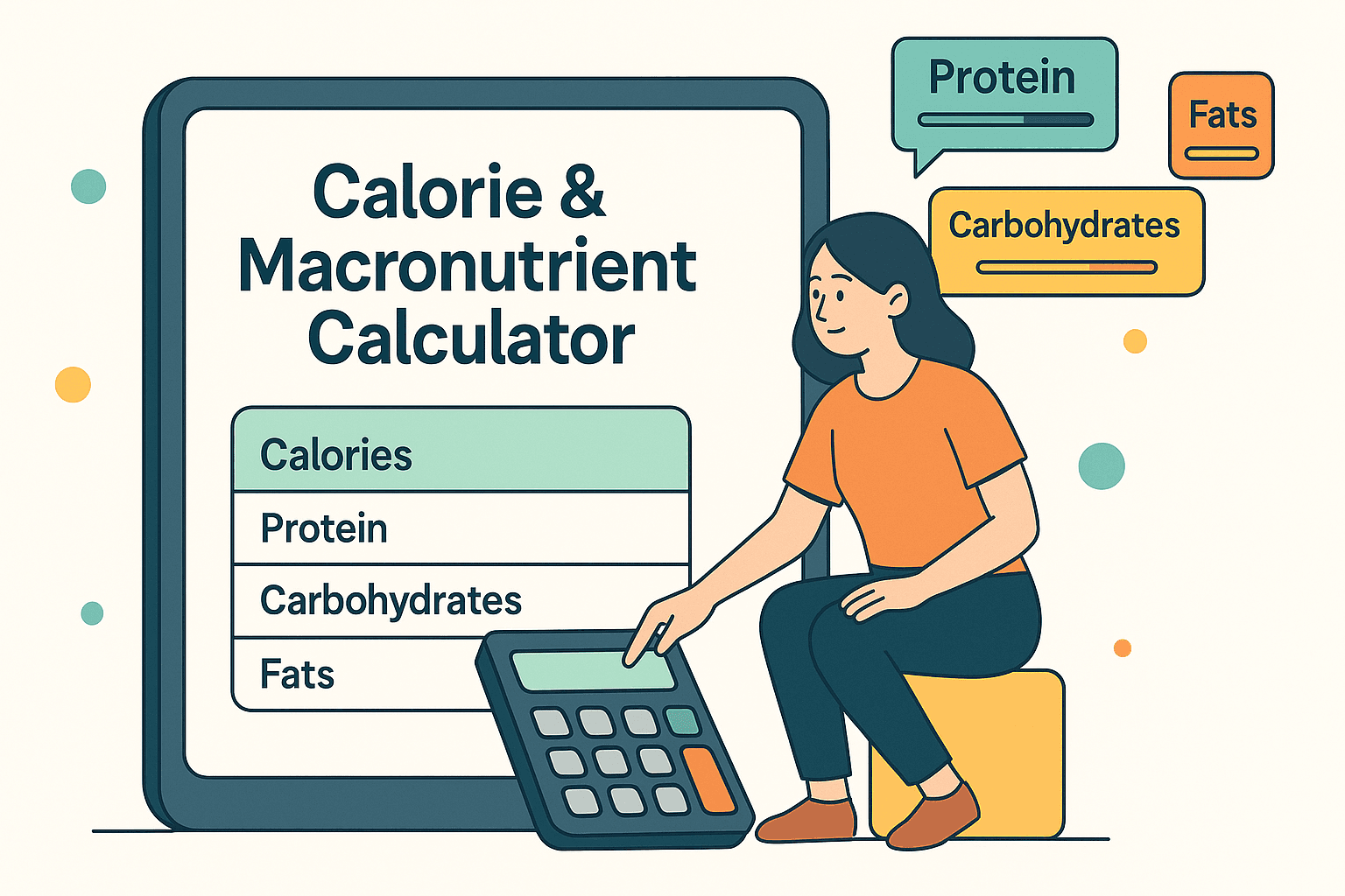 Calorie and macronutrient calculator promotional graphic
