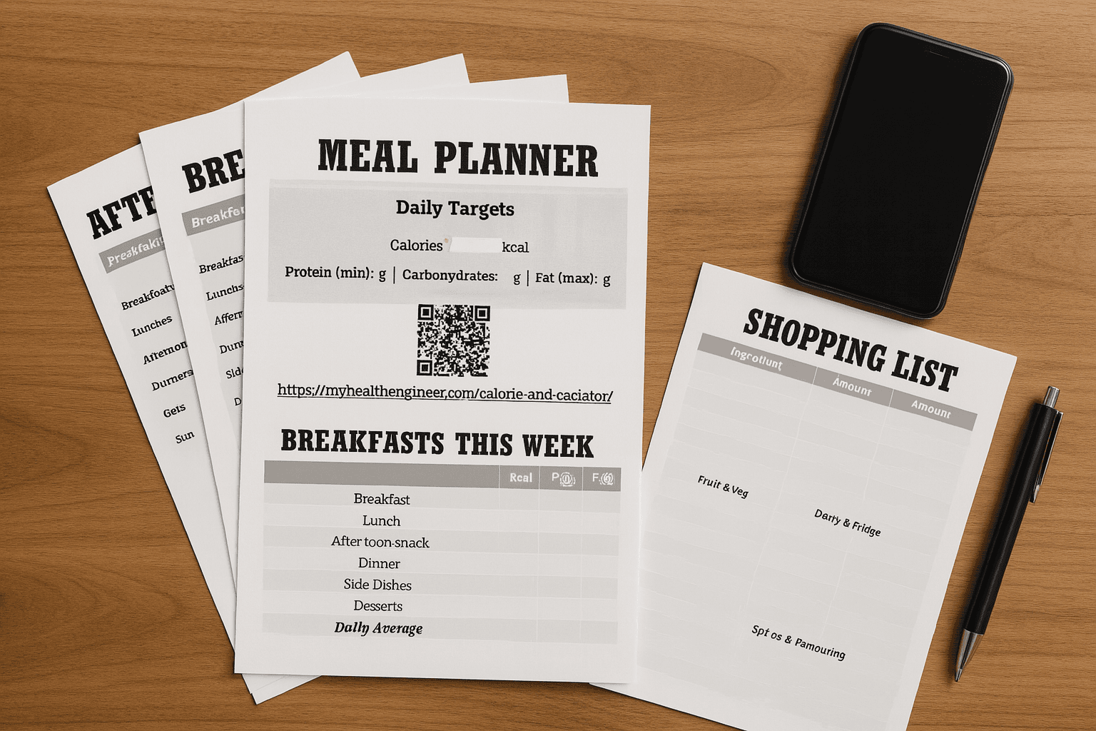 Weekly meal planner template preview