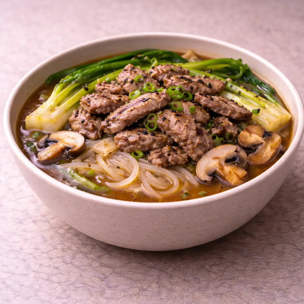 Beef Ramen with Shirataki and Bok Choy
