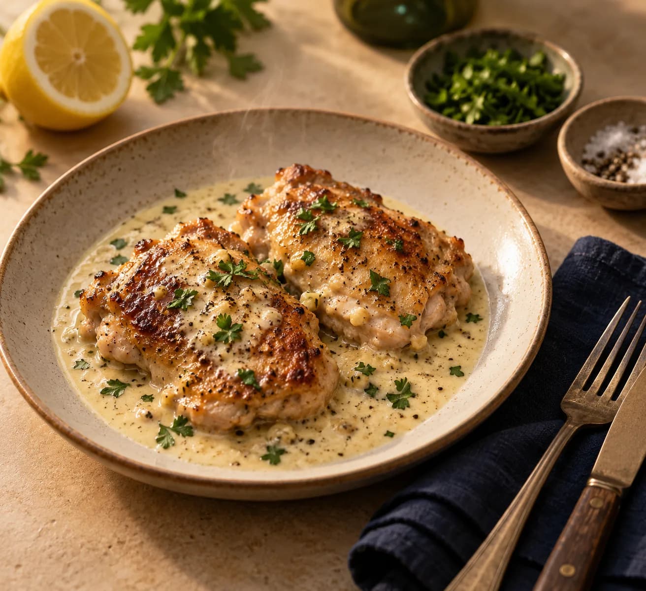 Creamy Garlic Chicken Thighs