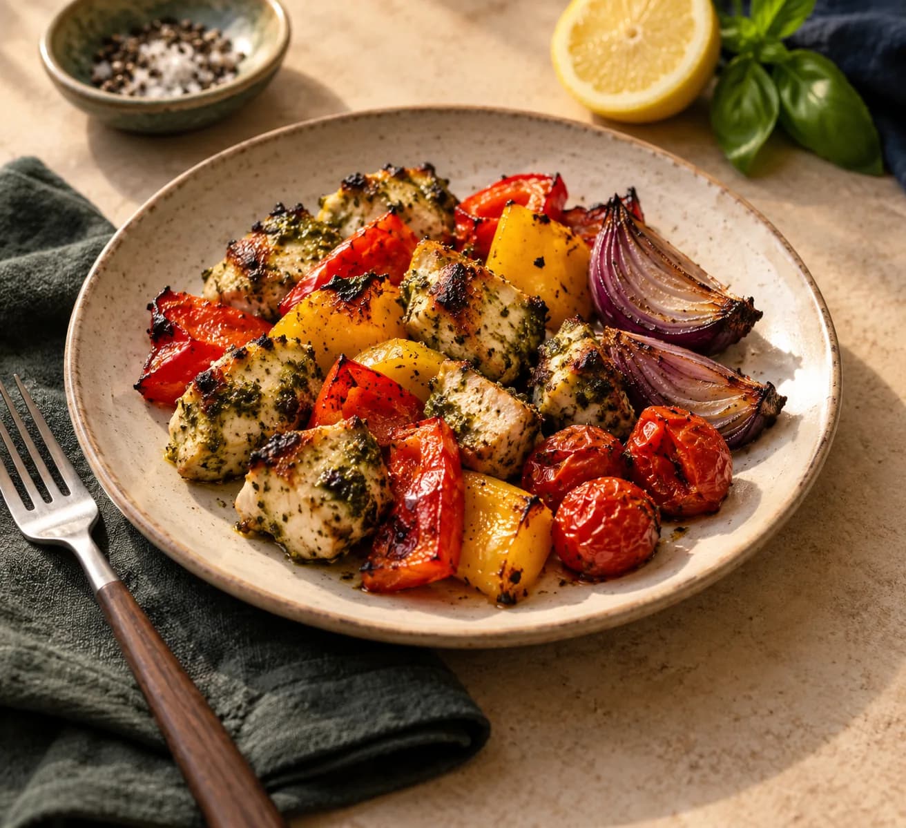 Pesto Chicken and Roasted Veg Tray Bake
