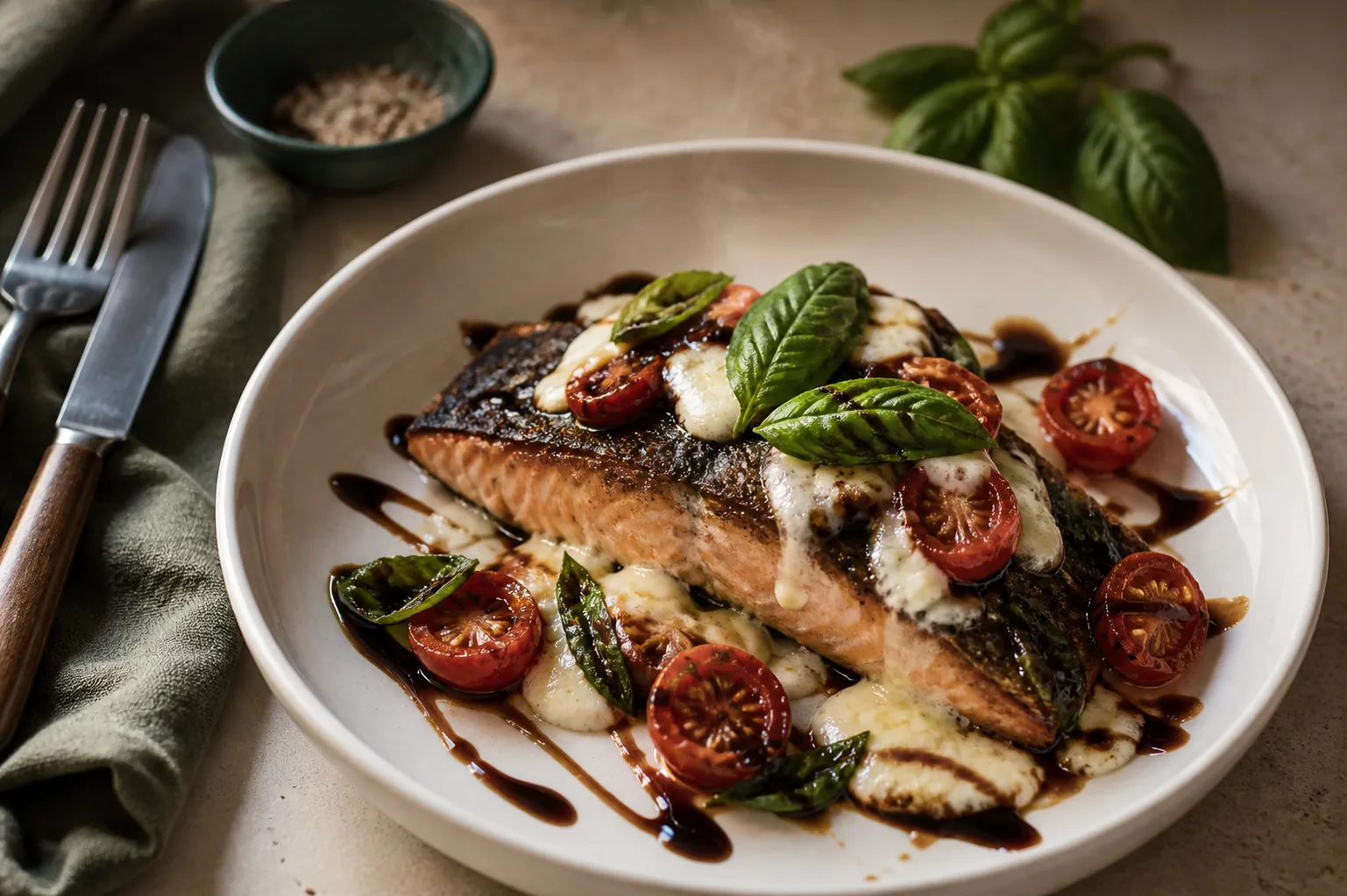 Balsamic Salmon Caprese