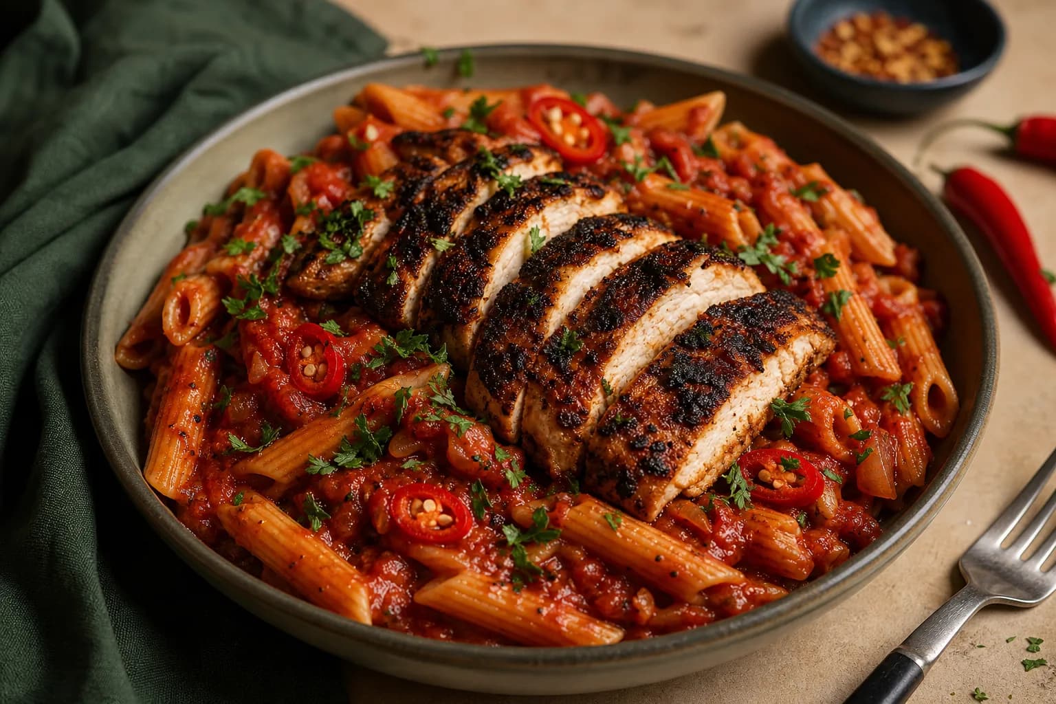 Cajun-Spiced Chicken Penne Arrabbiata