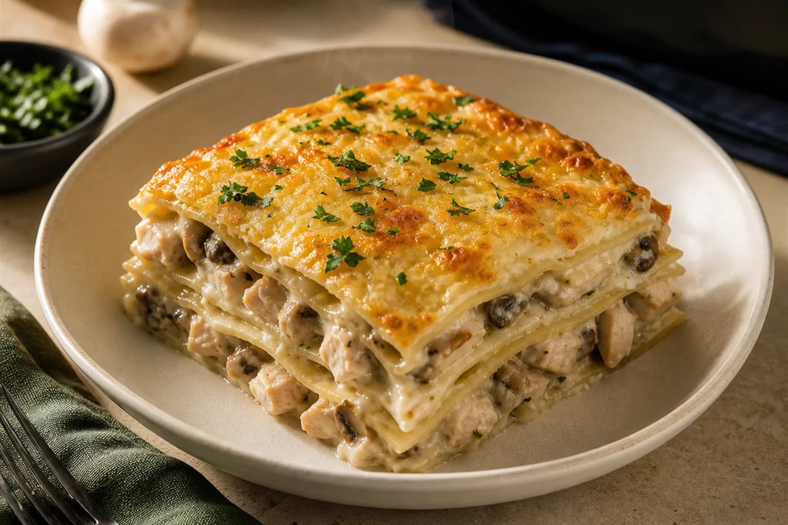 Chicken and Mushroom White Lasagne