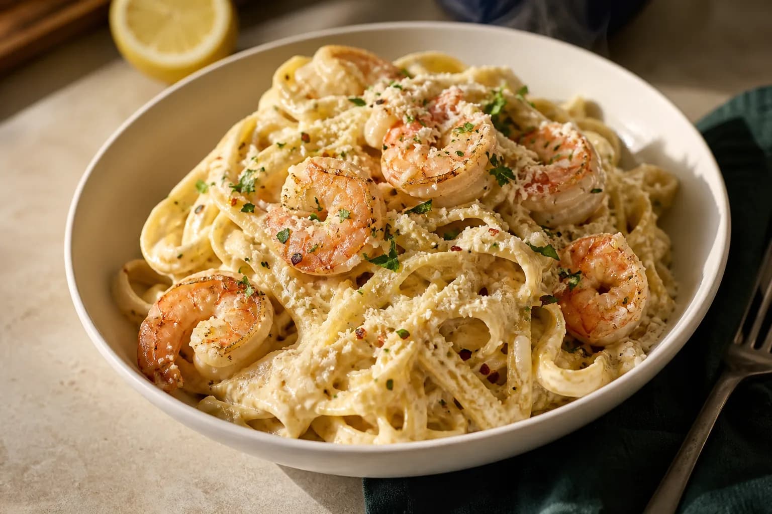 Creamy Protein Alfredo with Prawns