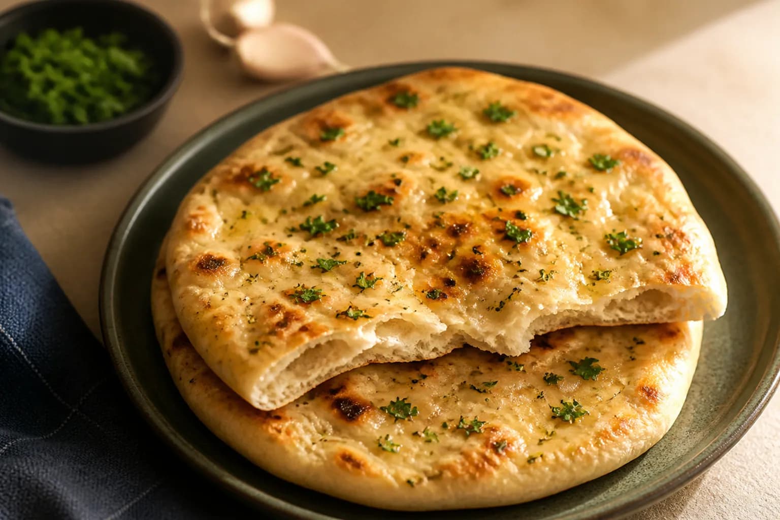 Greek Yoghurt Flatbread, Garlic and Herb