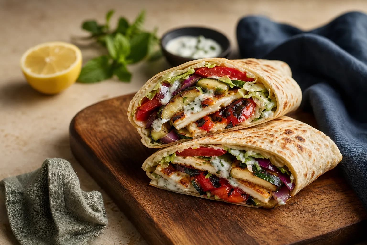Halloumi and Roast Veg Kebab Wrap