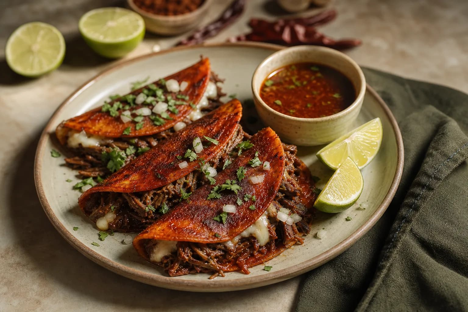 Lamb Birria Tacos with Consomme