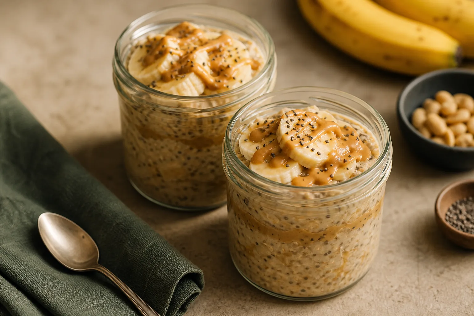 Peanut Butter and Banana Overnight Oats