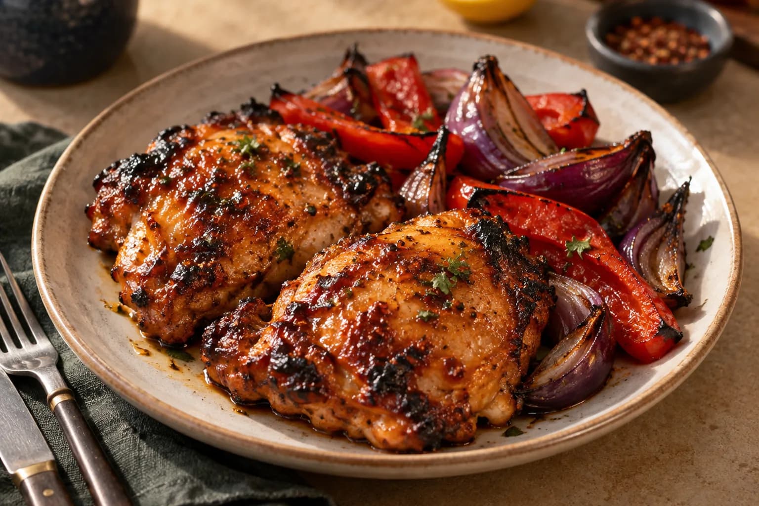 Peri-Peri Chicken Thighs Traybake