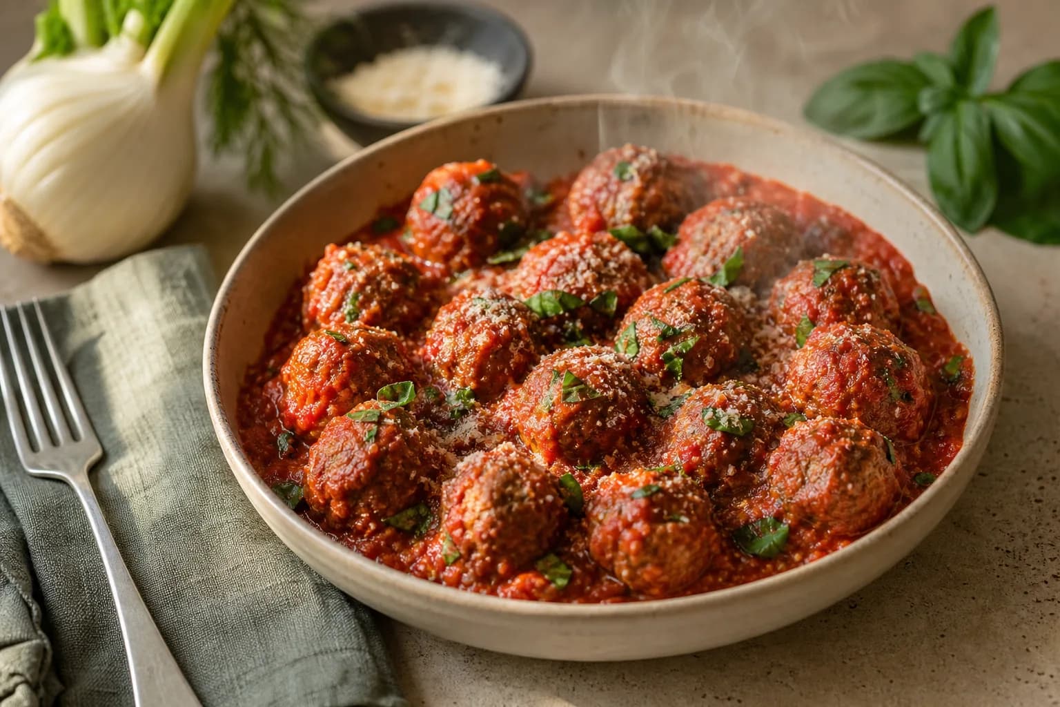 Pork and Fennel Meatballs in Tomato Sauce