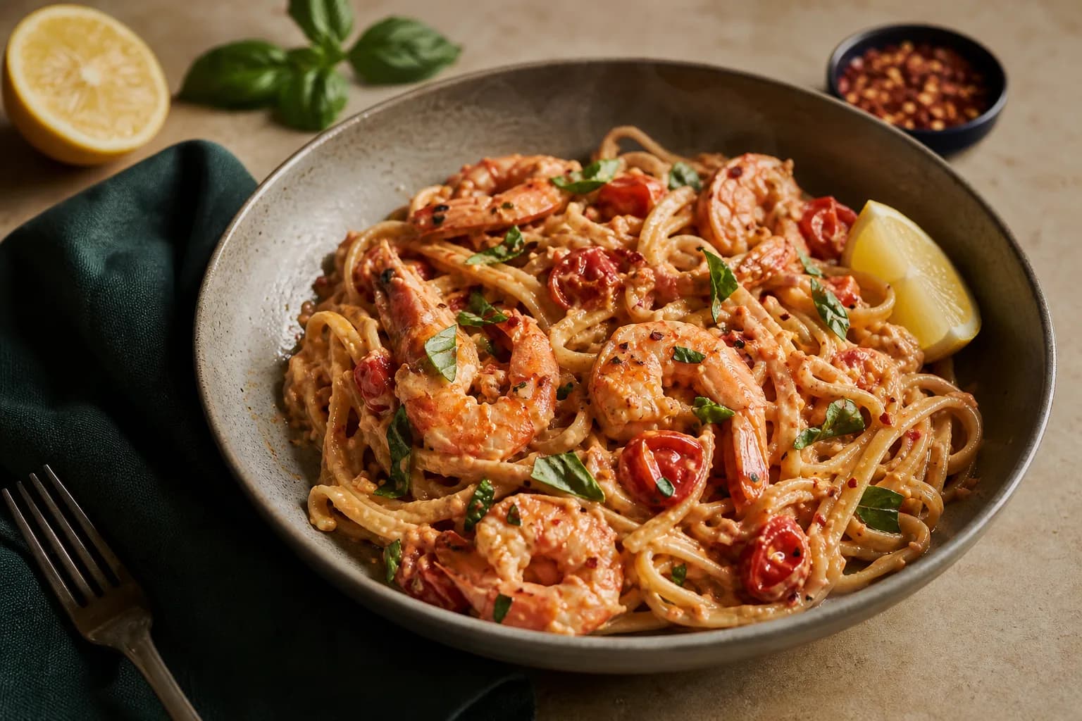 Prawn and Chilli Baked Feta Pasta