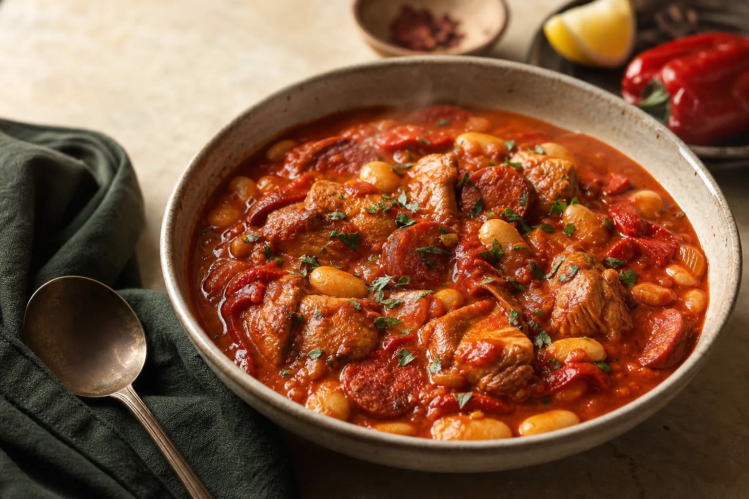 Spanish Chicken, Chorizo and Butter Bean Stew