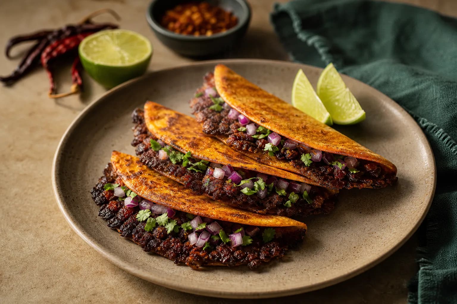 Spicy Chorizo and Beef Smash Tacos
