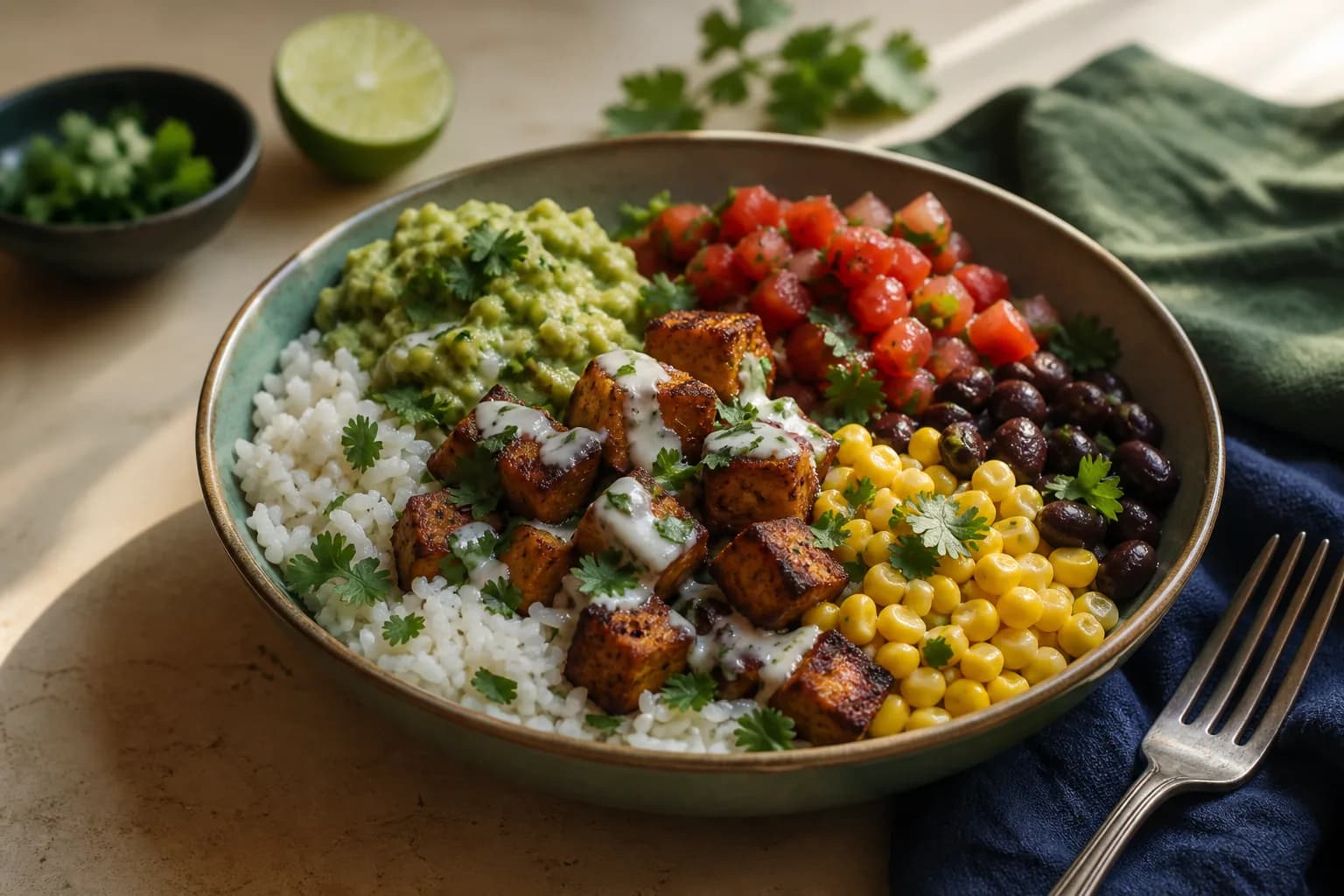 Tofu and Black Bean Burrito Bowl